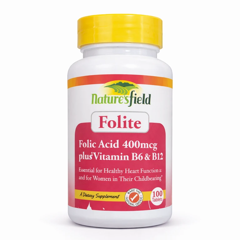 Nature's Field Folite (Folic Acid + B6 + B12) 400 mcg x 100 tablets